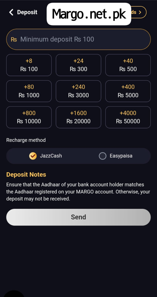 margo bet game deposit