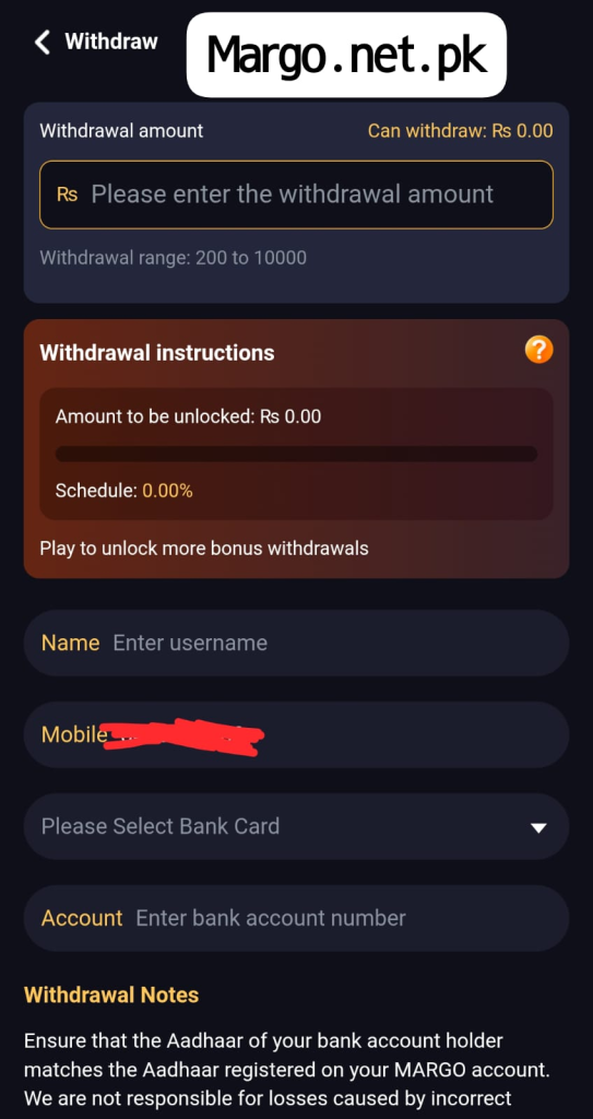 margo bet game withdrawal